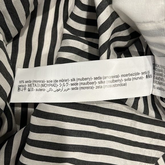 Massimo Dutti long sleeve belted button down black &white 3/4 length dress XS/S - Picture 16 of 16